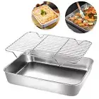 Large Deep Oven Tray and Rack Set Cookie Grill Sheet Stainless Steel Baking Pan
