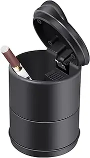 Portable Car Ash Tray With Lid Smell Proof, Cigarette Ashtray Cup Holder for Truck Auto Office, Home, Car Ashtray (Black)