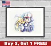 Pikachu Ash Ketchum Sketchbook Poster 18" x 24" Print Classic Pokemon Art 90s