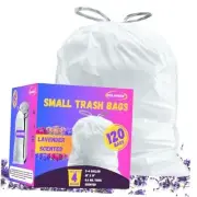 4 Gallon Drawstring Lavender Scented Trash Bags Small Bathroom White - 4 Gal