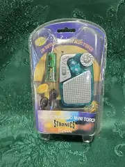 STRONICS Vintage FM Auto Scan Radio, Mini Torch, & Headphones Model: PA-338 NOS!