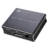Two-Way Switcher, Computer Screen DP Bi-Direction HD Splitter, Compact Display Selector, Ideal for Work Area, Learning, Home Entertainment and Competitions