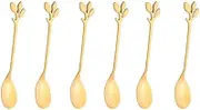 Tea Spoon Dessert Spoons 6PCS Creative Personality Stainless Steel Gold Spoons Tree Leaf Spoon Coffee Spoon Tea Spoon Home Restaurant Dessert Cutlery Set 6pcs Gold
