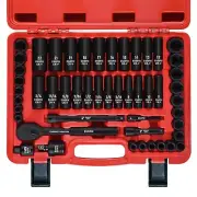 3/8 In. 50 Piece 6 Point Impact Socket Ratchet Drive and Metric S