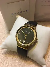 在飛比找Yahoo!奇摩拍賣優惠-SKAGEN 北歐時尚 極簡切割面設女錶 腕錶 晶鑽x金框 