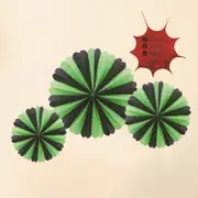 3pcs Halloween Hanging Paper Fans Ghost Decoration Bars Festval Green black [containing three large, medium and small]