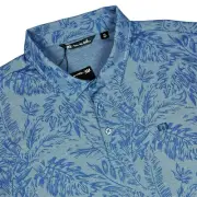Travis Mathew Polo Shirt Mens 2XL Performance Golf Floral Hawaiian Print Blue