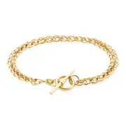 Zamel's 9ct Yellow Gold Silver Filled 19cm Fancy T-Bar Bracelet Jewellery