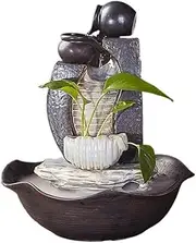 Tabletop Water Fountain Office Living Room Ceramic Water Fountain Mute Feng Shui Fortune-Making Water Features Desktop Ornaments Office Relaxation Meditation Fountain