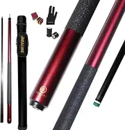 Black + Red Technology T700 Carbon Fiber 1/2 Joint Billiard Cue - 12.5mm Multi - Layer Tip, Stainless Steel 8 - Tooth Connector, Suitable for Black Eight - Ball & Nine - Ball & Billiards Games