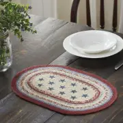 Placemat Celebration Star Jute Farmhouse 10x15 Oval Braid Textured VHC Brands
