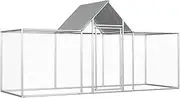 Outdoor Chicken Cage with Water-Resistant Roof, Chicken Coop Metal Hen House, Pen Run for Chicken, Poultry Cage, Galvanised Steel Frame, Secure Lock System, 3x1x1.5 m
