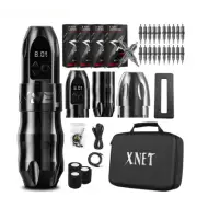 Wireless Tattoo Machine Pen Kit Extra 38mm Grip 2400mAh Battery 80pcs Mix Needle