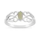 14k White Gold Marquise Opal Filagree Ring