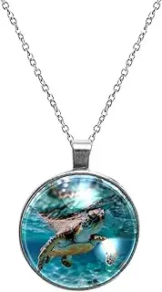 [Diusye] Necklaces for Women, Turtle in the Sea Print Stainless Steel Pendant Necklace Jewelry Birthday Anniversary Wife Girls Friends Gift