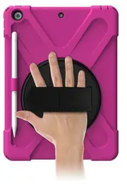 StylePro, shockproof case with hand strap & rotating stand for iPad 7th, 8th & 9th gen, 10.2” pink