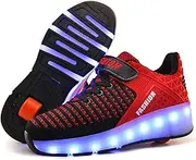 Nsasy Roller Shoes Girls Roller Skate Shoes Boys Kids LED Light up Wheel Shoes Roller Sneakers Shoes Wheels