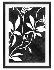 [Profile Australia] Australian Made Silhouette Branch Leaves Night Art Print A3 in Black Frame