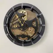 The Gears Clock CANADA LINE MANTEL CLOCK ROUND (HYBRID WALL) 16 IN GOLD ANTIQUE