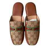 NEW Gucci Princetown GG Monogram Mules Slide Brown Size 37