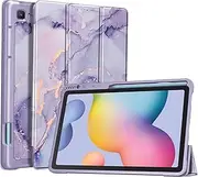 [FINTIE] Slim Case for Samsung Galaxy Tab S6 Lite 10.4 Inch 2024/2022/2020 with Built-in S Pen Holder, Soft TPU Smart Stand Back Cover Auto Wake/Sleep, Lilac Marble