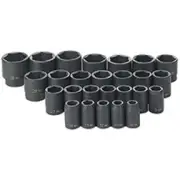 26 Pc. 1/2" Drive 6 Point Metric Standard Master Socket Set 1326M GREY PNEUMATIC