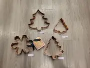 4 LARGE Wilton SOLID COPPER Cookie Cutter CHRISTMAS TREE SNOWFLAKE ASSORTED SIZE