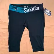 San Jose Sharks capri yoga pants tights, Womens XL, Black, NEW