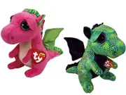 SET of 2 Ty Beanie Boos 6" CINDER and DARLA the Dragon Plush MINT with MINT TAGS