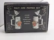 Mini BEER STEIN North Carolina Mugs Vintage SALT and PEPPER Shaker Set Metal