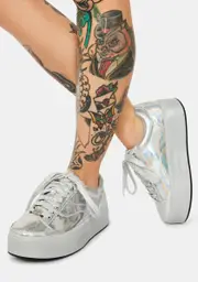 [dELiA*s by Dolls Kill] Reindeer Games Holographic Platform Sneakers