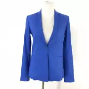 Elie Tahari Women's Darcy Blue Linen Lined One-Button Suit Jacket 2