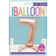 Number 7 Foil Standing Balloon - Rose Gold