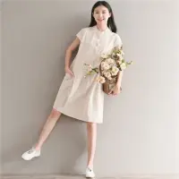 在飛比找momo購物網優惠-【Pure 衣櫃】純色棉麻短袖連身裙(KDDY-C037)