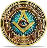 Imasoner Prayer Masonic Coins, Gold & Blue Round Masonic Challenge Coin for Freemasonry Gifts, Freemason Challenge Coin for Men Women