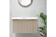 ACA Wall Hung Oak Bathroom Vanity Cabinet Storage 76x46CM White Counter top fit Single bowl Basin Sink