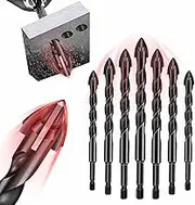 4-Edge Cross Drill Bit Set 7pcs,Masonry Drill Bits Set,Multi-Function Hex Shank Cross Alloy Tip Concrete Drill Bit Set