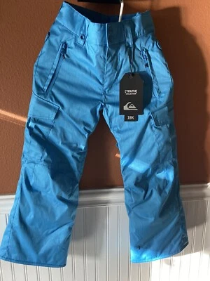 Quiksilver Snowboard Ski Pants Insulated Kids Size Small 10K Neon Blue