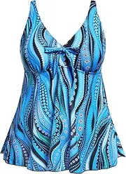 [Yonique] Plus Size Tankini Tops for Women Only - Flowy Bathing Suits Tops Modest Swimsuit No Bottom