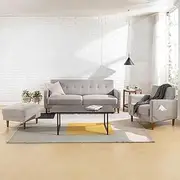 [Zinus] 3 Pieces Sofa Bundle, Armchair Plus Ottoman, Modern Living Room, Lounge Adair Set
