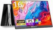 Portable Monitor 16" 1920x1200P 16:10 IPS Travel Monitor for Laptop with Built-in Stand,USB-C HDMI External Portable Monitor for Laptop,HDR Freesync Display, Plug&Play for Phone PS5 Xbox Switch(Black)