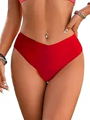 [Fanuerg] Women's Bikini Bottom Cross V Cut Front Swimsuit Full Coverage Bathing Suit Bottoms