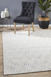 Rug Culture White & Silver Handmade Wool Blend Scandi Rug