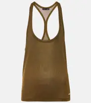 [Tom Ford] Tom Ford Ribbed-knit crêpe jersey tank top UK 12 brown