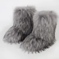 在飛比找ETMall東森購物網優惠-冬季貉子毛中筒加厚保暖雪地靴