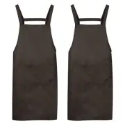 2pcs H Style Apron Cooking Aprons Painting Apron Brown
