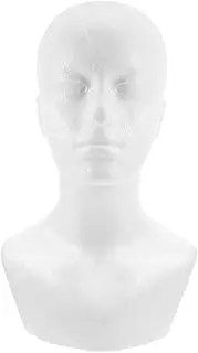 HOUDERCO Mannequin Head: Foam Male Head Display for Hat Wig and Mask - White Foam Model with Stable Base for Photography and Stage Performances