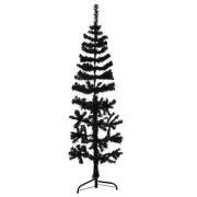 Christmas Tree Decor Slim Artificial Half Xmas Tree with Stand Black vidaXL