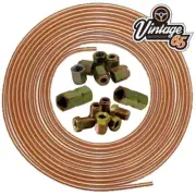 Jensen 25ft 3/16" Copper Brake Pipe Male Female Nuts Joiner Tube Joint Kit (for: Jensen)