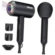 SHRATE Lightweight Ionic Hair Dryer with Diffuser - Powerful 1800W Blow Black